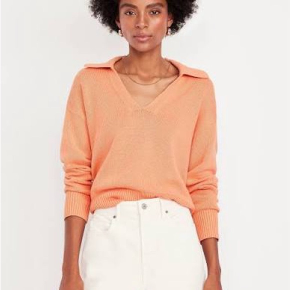 Old Navy V-Neck Orange Polo Sweater